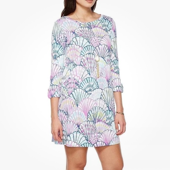 Lilly Pulitzer Dresses & Skirts - Lilly Pulitzer XS Linden Dress in Serene Blue Oh Shello Seashells Beach Resort